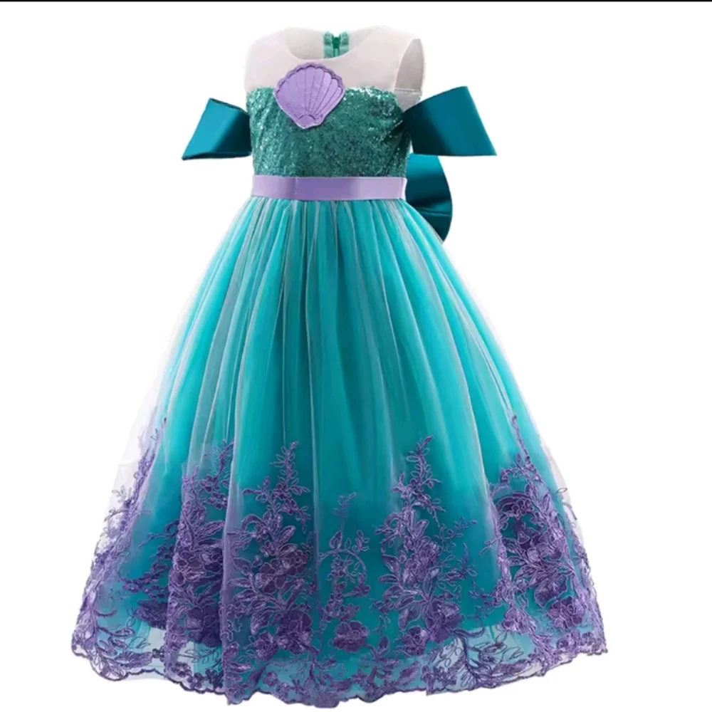 Girls Teal and Purple Mermaid Princess Costume Dress